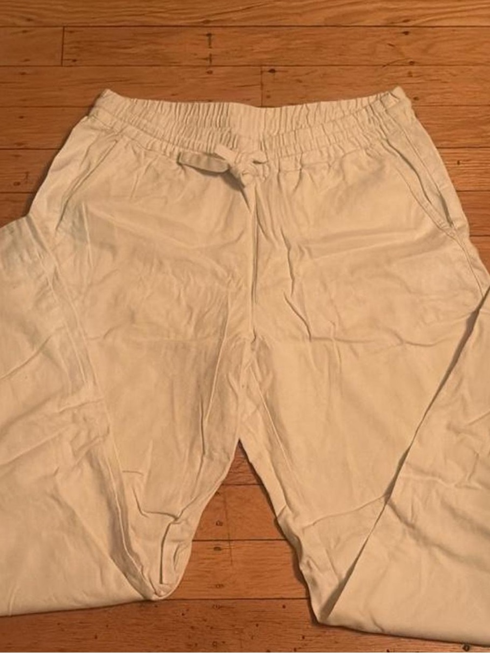 Women’s White Drawstring Lounge/Beach Pants